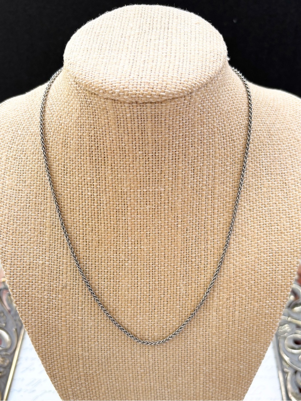 Oxidized Sterling Silver Rope Chain Necklace 16” - Unisex Jewelry